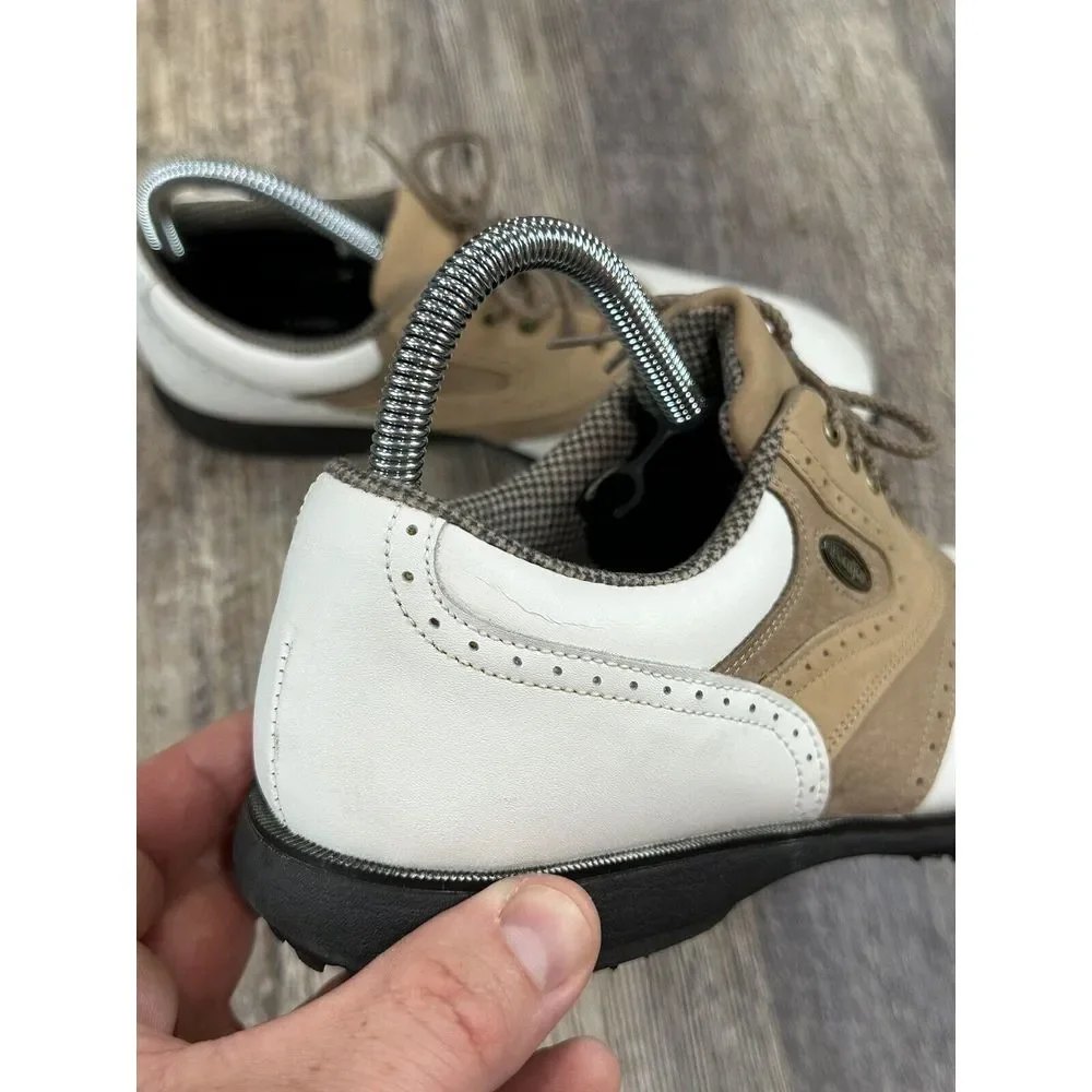 Footjoy Softjoys Terrains 98308 Womens Saddle Golf Shoes Size 7.5 M‎ White & Tan